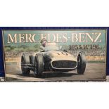 Tony Upson original acrylic on board, Stirling Moss driving in picture for Mercedes, framed,