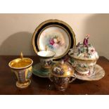 Good selection of continental porcelain inc. Mre. Imple de Paris cup and damaged saucer, Meissen etc