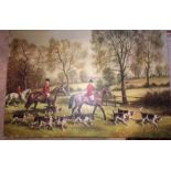 An oil on canvas hunting scene, signed l.r B.Collins. 60cms x 91cms.