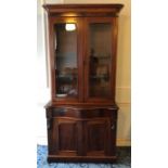 Victorian mahogany two door bookcase glazing to upper doors