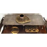 Miscellany inc. Harrods three burner hot plate, brass trivet etc.