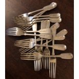 Assorted Victorian silver dessert forks x17 23.9 ozt