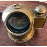 A 19thC brass ship's binnacle with oil lamp