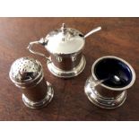 Three piece silver condiment set 7.6ozt