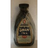 A vintage Swan glass ink bottle Circa 1940 Swan Mabie Todd and co. No.728126 - 20cms h