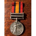 South Africa medal with 2 clasps 1901 - 1902 Pte. T Coultate West Yorks. Reg.