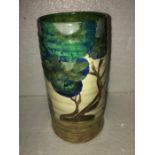 A hand painted with stylised tree landscape Clarice Cliff Bizarre vase - 16cms h