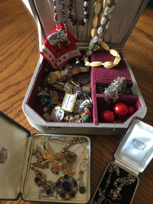 A quality of costume jewellery in three boxes