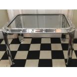 A chrome emergency hatch table - 52cms x 73cms x 42cms h