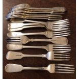 Assorted Victorian silver table forks all in good condition but with wear to the tines x15 37.7 ozt
