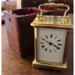 Late 19thC brass carriage clock in shagreen case