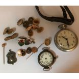 MisceMiscellany including Smith's pocket watch, silver cased watch, 9ct gold tie pin, cufflinks etc.