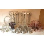 Glassware to include 19thC overlay lustres, Murano glass, cut glass etc.