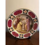 Fine quality Vienna porcelain cabinet plate no repairs but some losses to gilding 24cm diameter