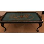 Early 20thC Chinese lacquer bed tray, 53cms l x 29cms w.