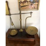 Set of vintage brass and mahogany scales