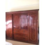 Large Edwardian inlaid mahogany wardrobe in good condition 2.52 cm wide 2.2 cm high