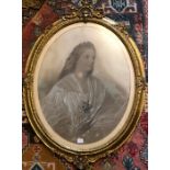 Good quality oval pastel portrait of a lady by P M Rogers London