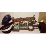 Miscellany to include French Military 6th Infantry wooden stand, Coldstream Guards Peak Cap, Art