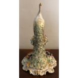 Royal Crown Derby figure of a peacock signed M E Towned and S Kinsey 24cms