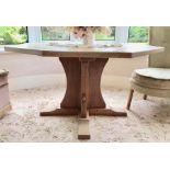 A Mouseman octagonal table made by Robert Thompson of Kilburn. 104 x 105 cms w, 60.5cms h