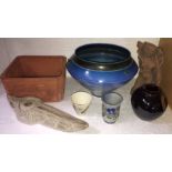 Ceramics to include studio pottery, terracotta bowl, oil lamp etc.