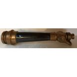 19thC brass and copper fireman hose nozzle. - 38cms l