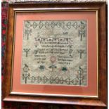 Silk sampler by Elizabeth Thornbrough 1790 some damage
