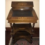 19thC walnut and inlaid Davenport desk - 53 w x 97 h x 45cms d