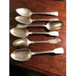 Six silver table spoons 11.9 ozt