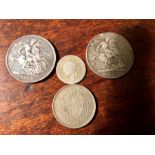 Four English silver coins 2.4 ozt