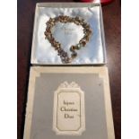 Christian Dior necklace in original box stamped CD 1958 63 garnets and 23 aura quartz