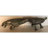 A cast aluminium leaping jaguar car mascot, 19cms long.