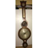 Mahogany 19thC five dial barometer missing cornice.