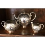 Victorian silver tea service London by Alexander Crichton 1876 18.5 ozt.