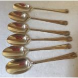 Six silver spoons, Sheffield 1945.