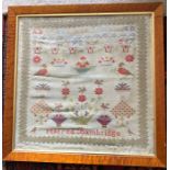 19th c woolwork sampler by Mildred Bainbridge