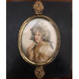 Good mid 19thC portrait miniature of a lady of quality