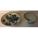 Late 18thC first period Worcester tea bowl and saucer, 3 flowers pattern in good condition.