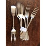 Set of six dessert forks W Ely 1844 10.2 ozt