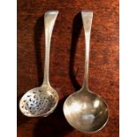 Silver sugar sifter by Elizabeth and John Eaton 1863 with a bottom marked ladle