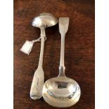 Pair silver ladles by W Ely 1843 4.2 ozt
