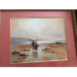 A watercolour littoral 'Shrimpers' by James Walter Gozzard. Signed l.r, 30cms x 37cms.