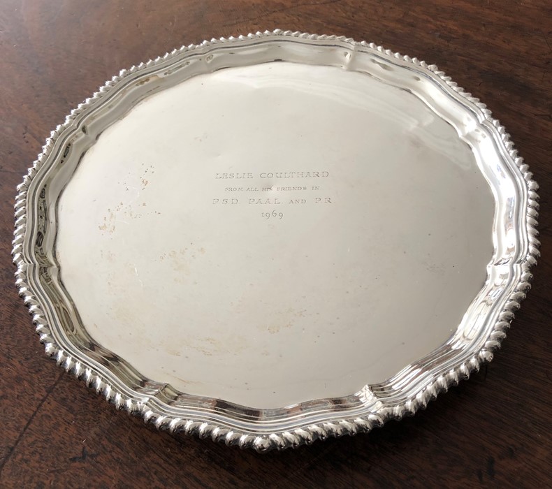 Sheffield silver salver by Harrods R W Burbridge 19 ozt