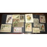 Album containing numerous late 19th/early 20thC greeting cards, some a/f.