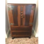 Hardwood cabinet, 2 doors over 2 drawers. 76 w x 124 h x 48cms d