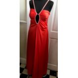 Madison Avenue London red evening dress. Slight marks to fabric. Labelled size 16.