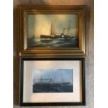 Ship's portrait of "Eagle Point, and a print of SS Commander by HR