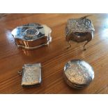 Vesta case and three miniature boxes