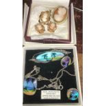Various items of vintage jewellery to include silver and marcasite necklace, brooch and earrings